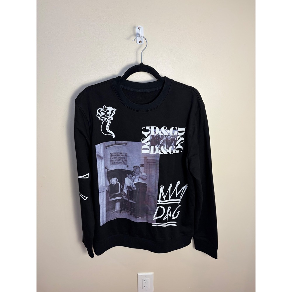 Dolce & Gabbana Sweatshirt Mens XXL Black Giuseppe Leone Photo Sicilia Graffiti - Picture 3 of 12